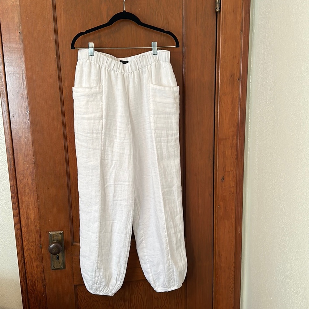 J Crew Lined linen pants, higher waisted.